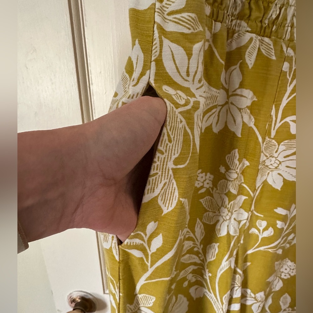 Anthropologie Yellow Floral Short-Sleeve Jumpsuit - Picture 6 of 7